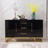 Modern 47" White Buffet 2 Doors & 3 Drawers Kitchen Storage Sideboard Cabinet in Gold