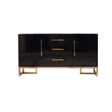 Modern 47" White Buffet 2 Doors & 3 Drawers Kitchen Storage Sideboard Cabinet in Gold