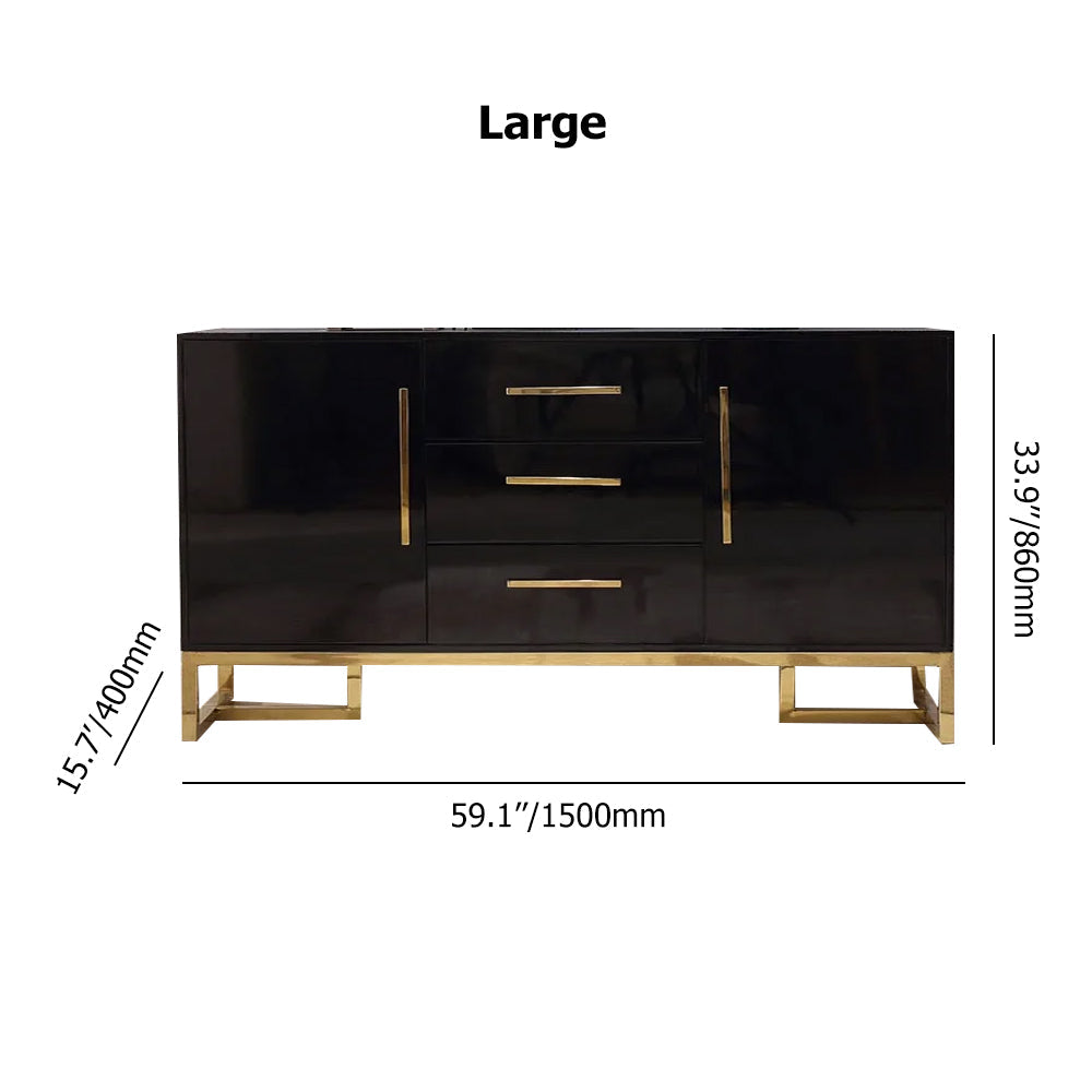 Modern 47" White Buffet 2 Doors & 3 Drawers Kitchen Storage Sideboard Cabinet in Gold