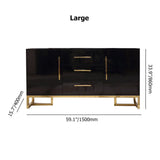 Modern 47" White Buffet 2 Doors & 3 Drawers Kitchen Storage Sideboard Cabinet in Gold