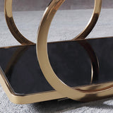 Modern Rolling 3-Tier Bar Cart on Wheel with Handle in Black & Brushed Gold Style A