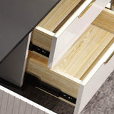 White Rectangular Coffee Table with Storage of Drawers & Doors in Gold-Richsoul-Coffee Tables,Furniture,Living Room Furniture