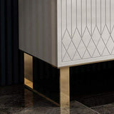 White Rectangular Coffee Table with Storage of Drawers & Doors in Gold-Richsoul-Coffee Tables,Furniture,Living Room Furniture