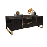 White Rectangular Coffee Table with Storage of Drawers & Doors in Gold-Richsoul-Coffee Tables,Furniture,Living Room Furniture