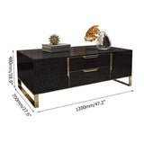 White Rectangular Coffee Table with Storage of Drawers & Doors in Gold-Richsoul-Coffee Tables,Furniture,Living Room Furniture