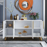60" Contemporary Sideboard Buffet 4-Door Sideboard Table Kitchen Buffet Table