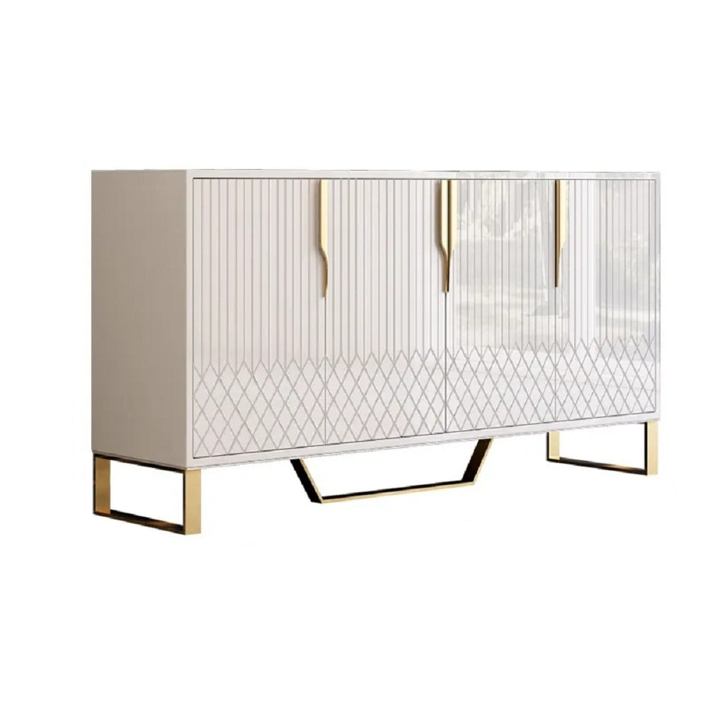 60" Contemporary Sideboard Buffet 4-Door Sideboard Table Kitchen Buffet Table