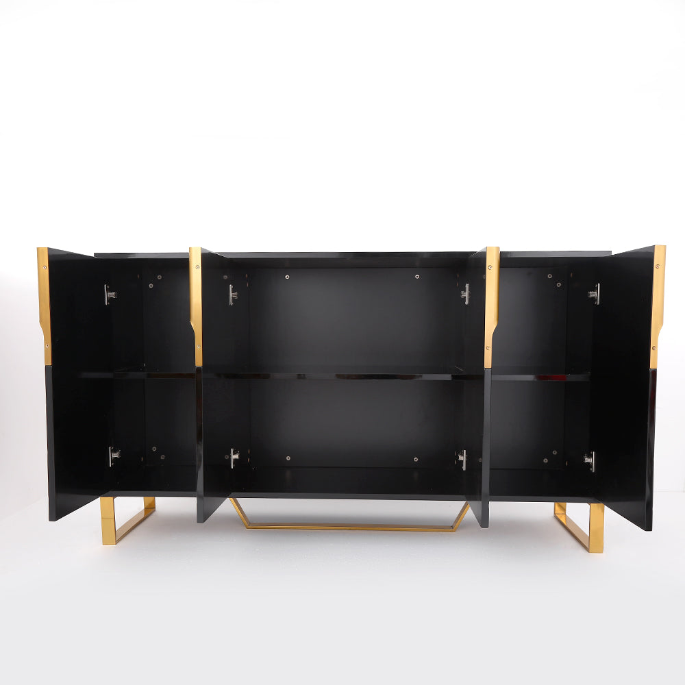 60" Contemporary Sideboard Buffet 4-Door Sideboard Table Kitchen Buffet Table
