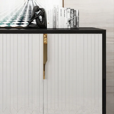 Contemporary White and Black Wood Sideboard Buffet Table 4 Doors for Kitchen Storage 60"
