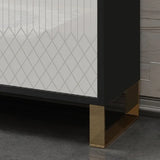 Contemporary White and Black Wood Sideboard Buffet Table 4 Doors for Kitchen Storage 60"
