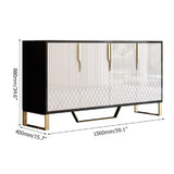Contemporary White and Black Wood Sideboard Buffet Table 4 Doors for Kitchen Storage 60"