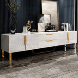Aro Modern White Wood TV Stand with 2 Drawers & 4 Doors Media Console for 80