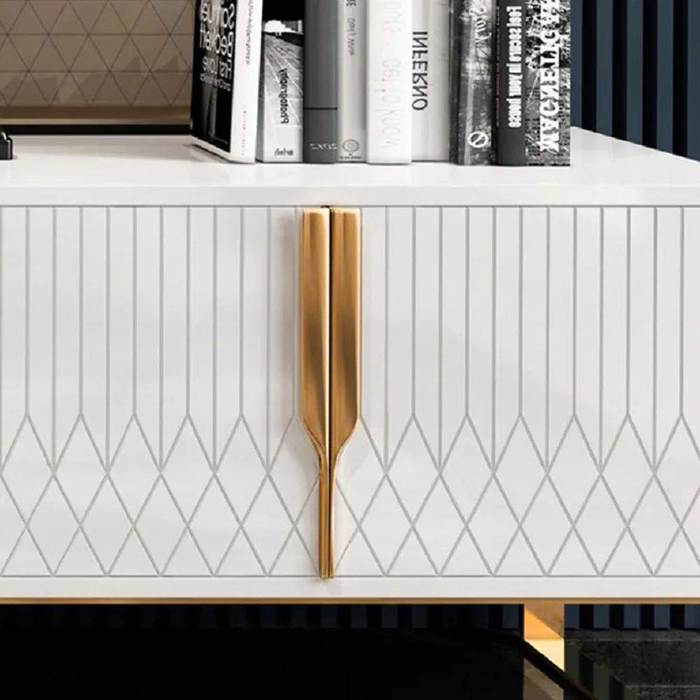 Aro Modern White Wood TV Stand with 2 Drawers & 4 Doors Media Console for 80" TVs-Richsoul-Furniture,Living Room Furniture,TV Stands