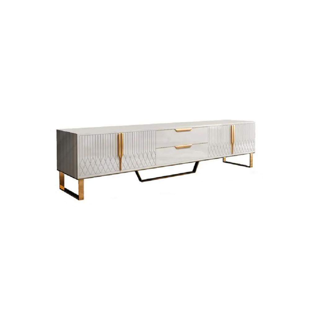 Aro Modern White Wood TV Stand with 2 Drawers & 4 Doors Media Console for 80" TVs-Richsoul-Furniture,Living Room Furniture,TV Stands