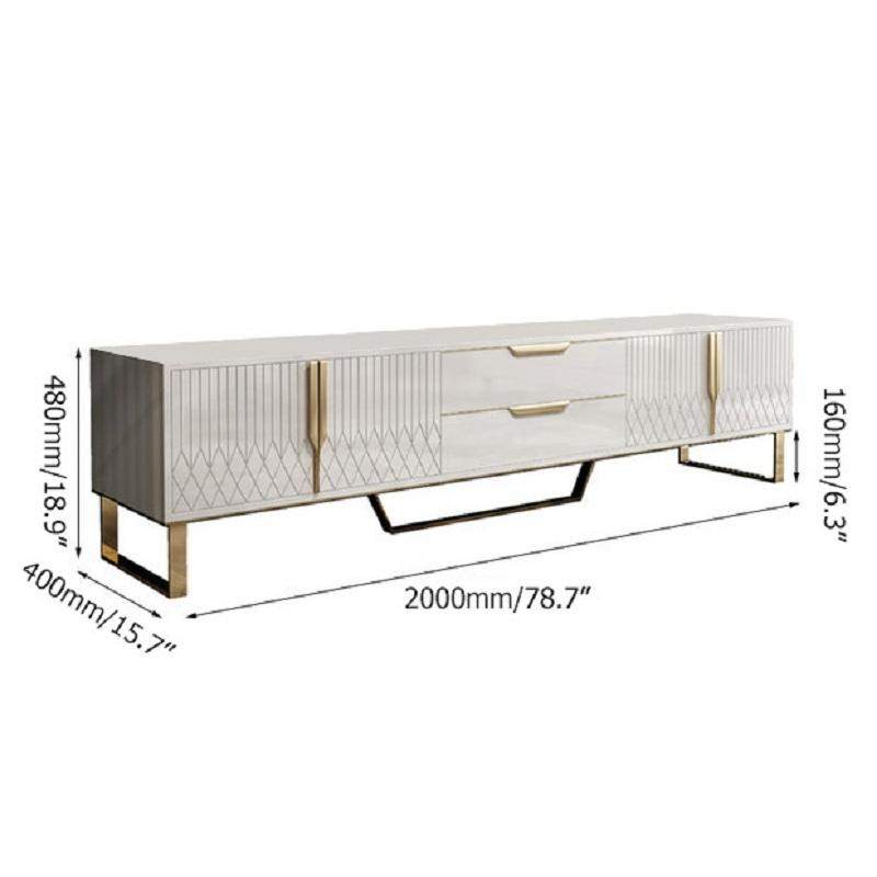Aro Modern White Wood TV Stand with 2 Drawers & 4 Doors Media Console for 80" TVs-Richsoul-Furniture,Living Room Furniture,TV Stands