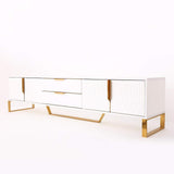 Aro Modern White Wood TV Stand with 2 Drawers & 4 Doors Media Console for 80" TVs-Richsoul-Furniture,Living Room Furniture,TV Stands
