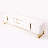 Aro Modern White Wood TV Stand with 2 Drawers & 4 Doors Media Console for 80" TVs-Richsoul-Furniture,Living Room Furniture,TV Stands