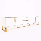 Aro Modern White Wood TV Stand with 2 Drawers & 4 Doors Media Console for 80" TVs-Richsoul-Furniture,Living Room Furniture,TV Stands