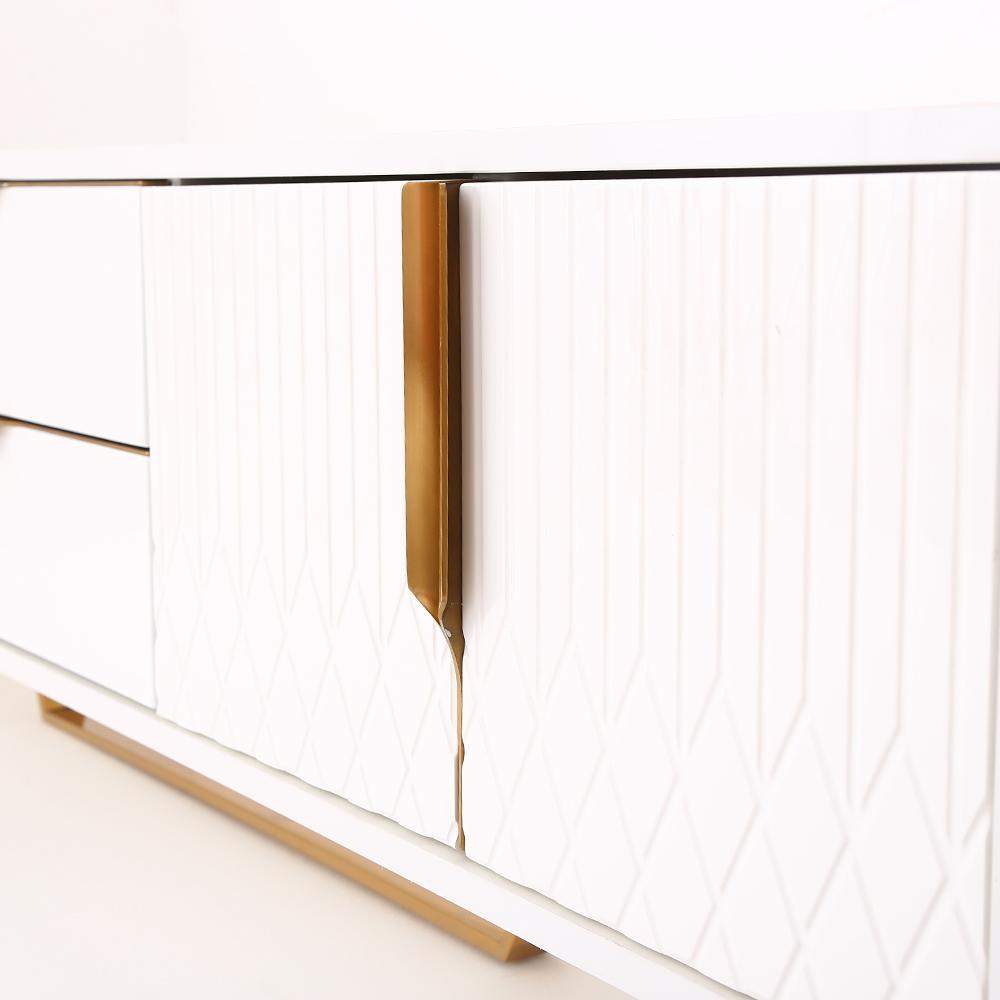 Aro Modern White Wood TV Stand with 2 Drawers & 4 Doors Media Console for 80" TVs-Richsoul-Furniture,Living Room Furniture,TV Stands