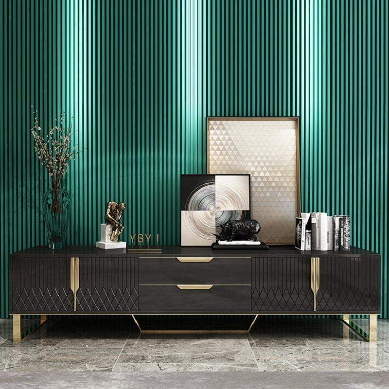 Aro Modern White Wood TV Stand with 2 Drawers & 4 Doors Media Console for 80" TVs-Richsoul-Furniture,Living Room Furniture,TV Stands