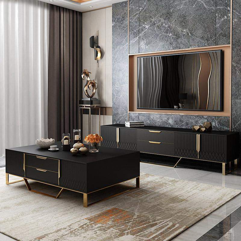 Aro Modern White Wood TV Stand with 2 Drawers & 4 Doors Media Console for 80" TVs-Richsoul-Furniture,Living Room Furniture,TV Stands