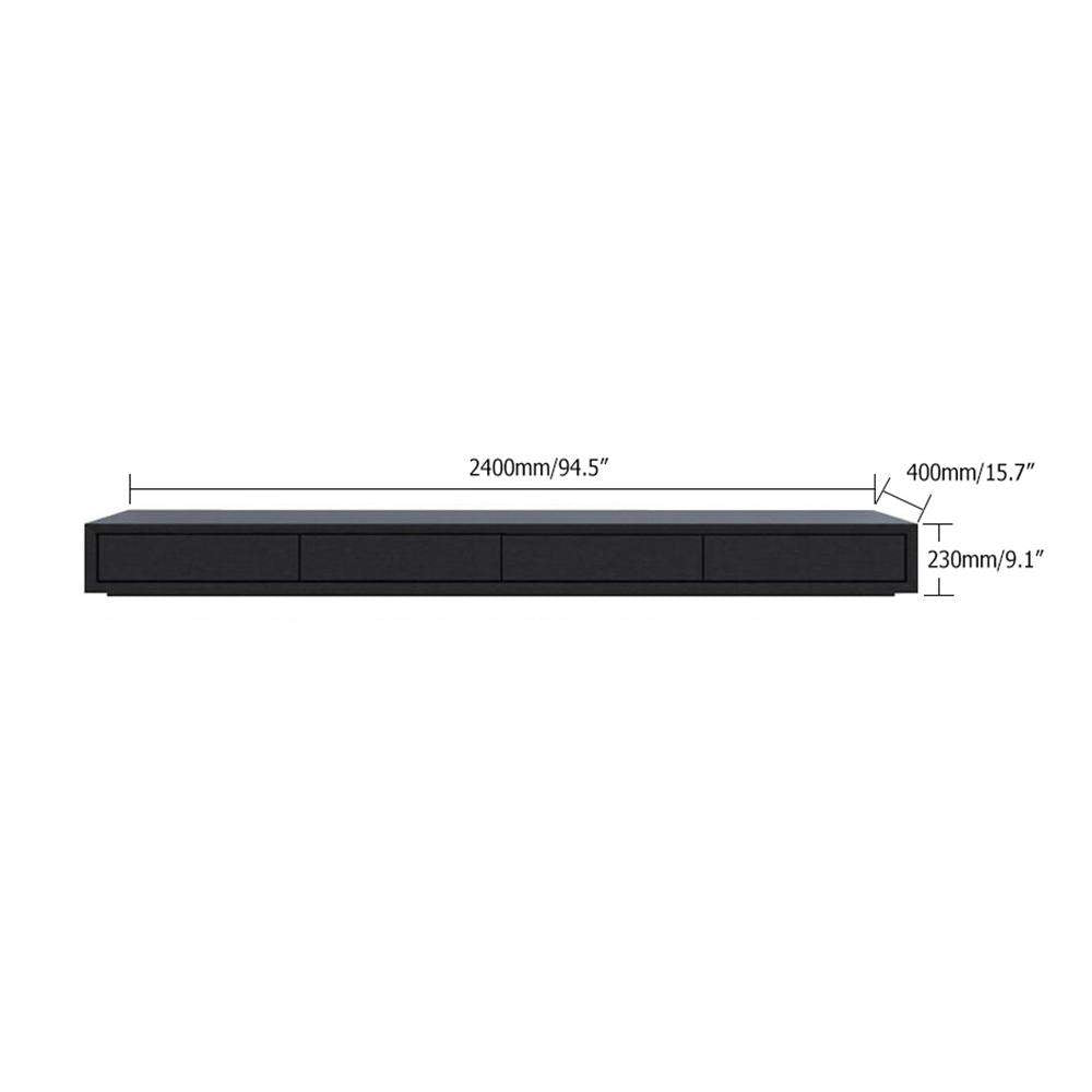 Modern 94 Inch Black TV Stand Rectangle Media Stand Wood TV Console with 4 Drawers-Richsoul-Furniture,Living Room Furniture,TV Stands