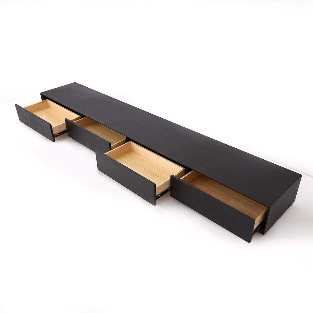 Modern 94 Inch Black TV Stand Rectangle Media Stand Wood TV Console with 4 Drawers-Richsoul-Furniture,Living Room Furniture,TV Stands
