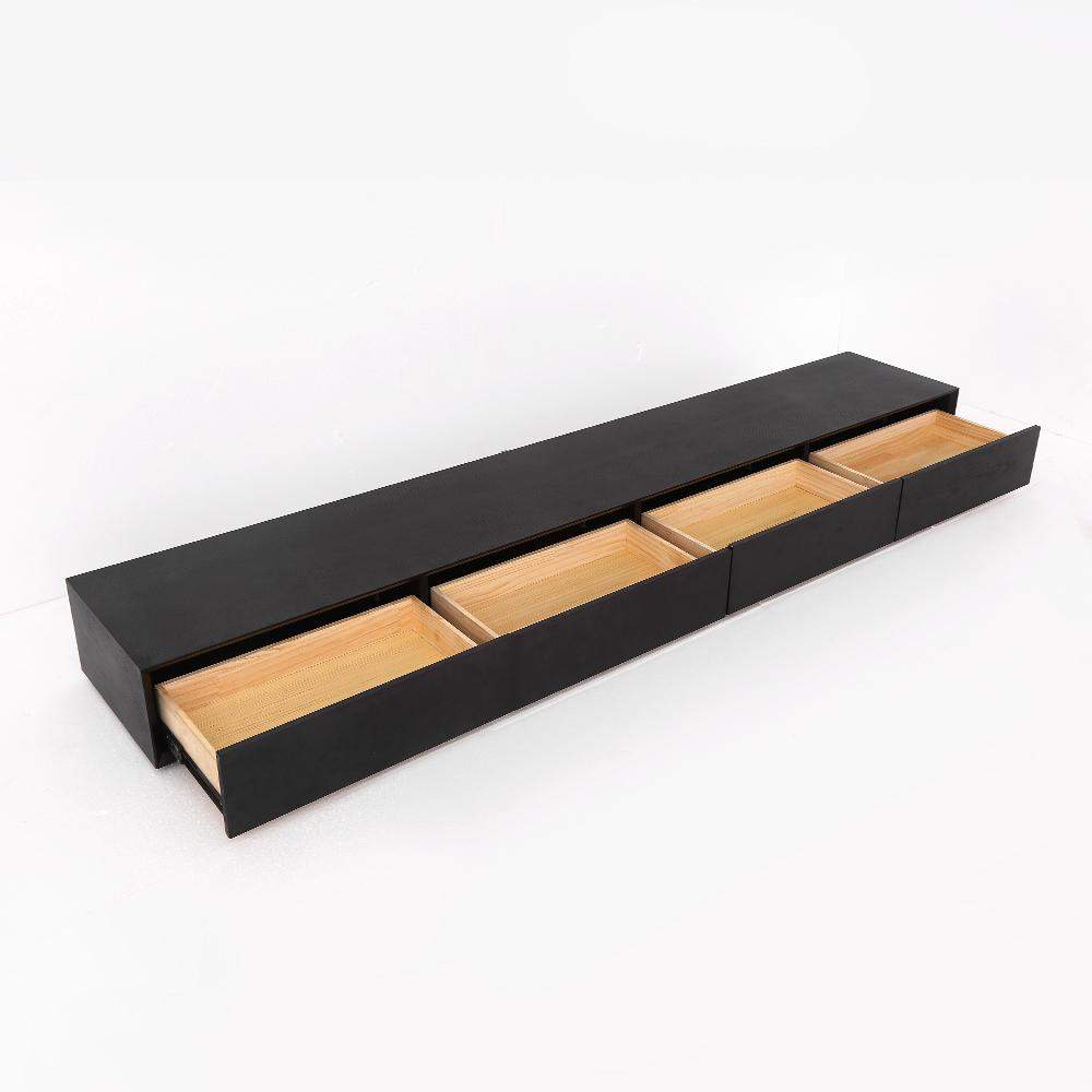 Modern 94 Inch Black TV Stand Rectangle Media Stand Wood TV Console with 4 Drawers-Richsoul-Furniture,Living Room Furniture,TV Stands