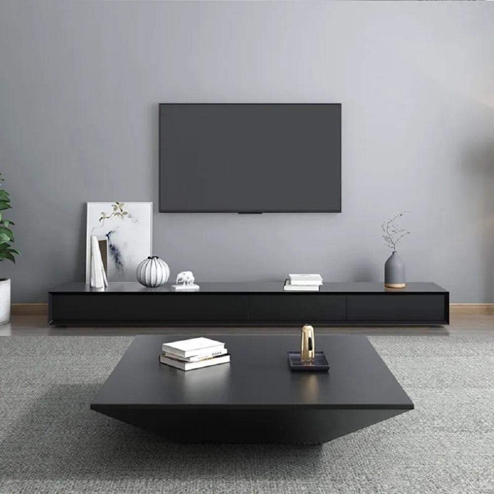 Modern 94 Inch Black TV Stand Rectangle Media Stand Wood TV Console with 4 Drawers-Richsoul-Furniture,Living Room Furniture,TV Stands