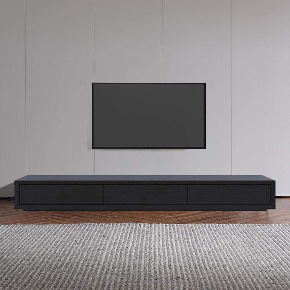 Modern 94 Inch Black TV Stand Rectangle Media Stand Wood TV Console with 4 Drawers-Richsoul-Furniture,Living Room Furniture,TV Stands