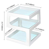 Modern Glass Side Table with 3 Tiers S-shaped End Table in Walnut-Richsoul-End & Side Tables,Furniture,Living Room Furniture