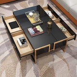 Jocise Contemporary White Rectangular Coffee Table with Drawers Lacquer Gold Base-Richsoul-Coffee Tables,Furniture,Living Room Furniture