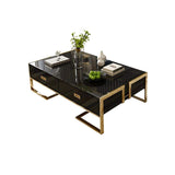 Jocise Contemporary White Rectangular Coffee Table with Drawers Lacquer Gold Base-Richsoul-Coffee Tables,Furniture,Living Room Furniture