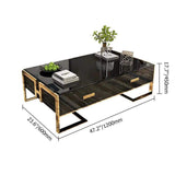 Jocise Contemporary White Rectangular Coffee Table with Drawers Lacquer Gold Base-Richsoul-Coffee Tables,Furniture,Living Room Furniture