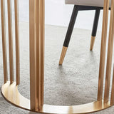 79" Faux Marble Dining Table Gold Rectangular Top Stainless Steel Base