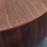Round Drum Coffee Table with Storage Walnut Bowl Shaped Coffee Table Style A-Richsoul-Coffee Tables,Furniture,Living Room Furniture