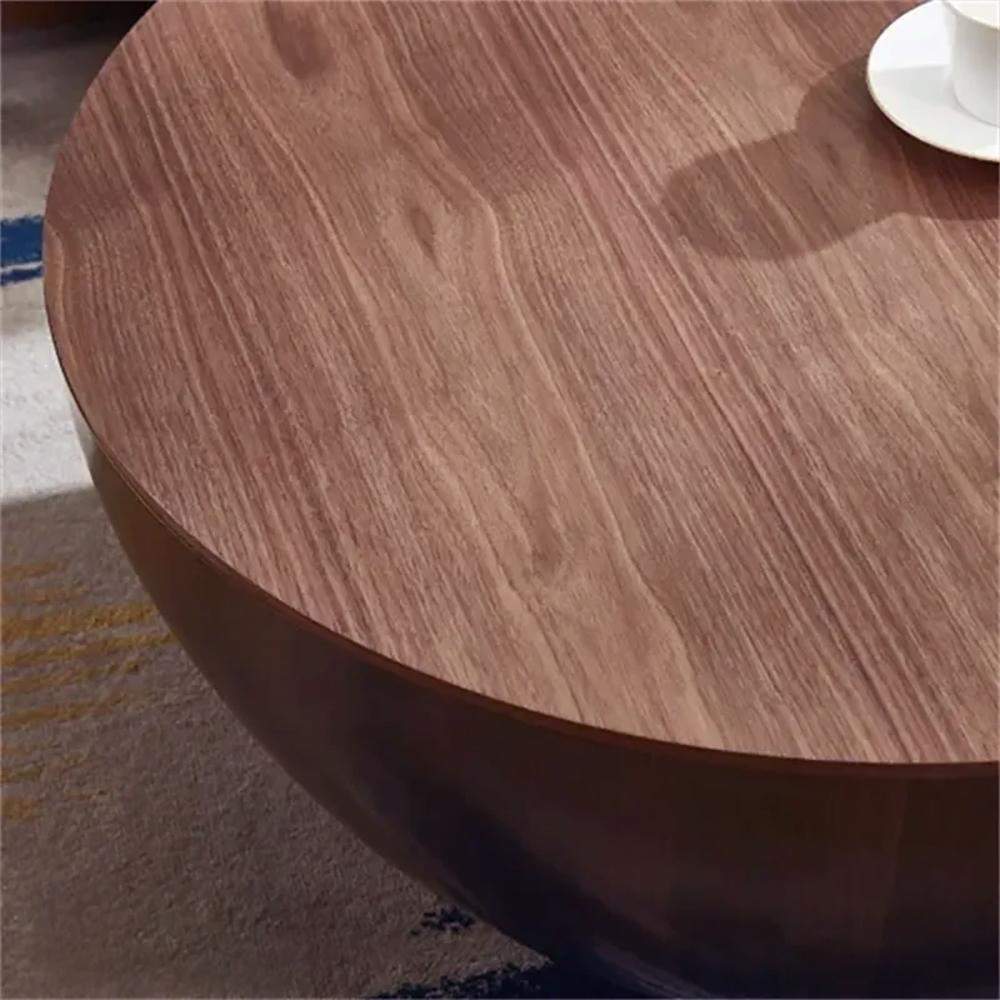 Round Drum Coffee Table with Storage Walnut Bowl Shaped Coffee Table Style A-Richsoul-Coffee Tables,Furniture,Living Room Furniture