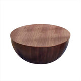 Round Drum Coffee Table with Storage Walnut Bowl Shaped Coffee Table Style A-Richsoul-Coffee Tables,Furniture,Living Room Furniture