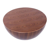 Round Drum Coffee Table with Storage Walnut Bowl Shaped Coffee Table Style A-Richsoul-Coffee Tables,Furniture,Living Room Furniture