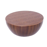 Round Drum Coffee Table with Storage Walnut Bowl Shaped Coffee Table Style A-Richsoul-Coffee Tables,Furniture,Living Room Furniture