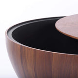 Round Drum Coffee Table with Storage Walnut Bowl Shaped Coffee Table Style A-Richsoul-Coffee Tables,Furniture,Living Room Furniture
