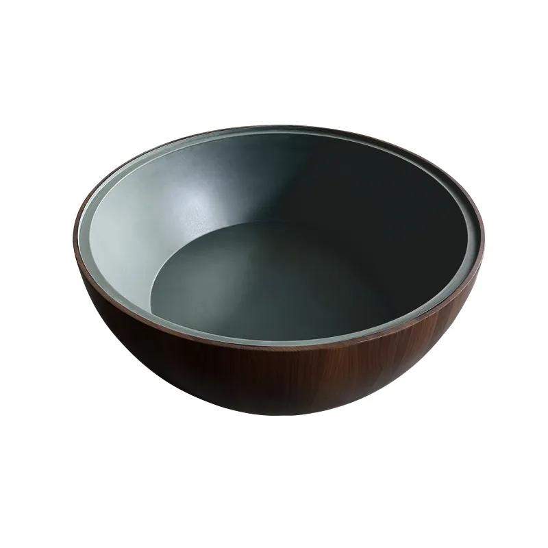Round Drum Coffee Table with Storage Walnut Bowl Shaped Coffee Table Style A-Richsoul-Coffee Tables,Furniture,Living Room Furniture