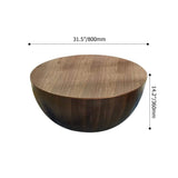 Round Drum Coffee Table with Storage Walnut Bowl Shaped Coffee Table Style A-Richsoul-Coffee Tables,Furniture,Living Room Furniture