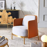 Modern Houndstooth Accent Chair Arm Chair with Linen Upholstery for Living Room Style A