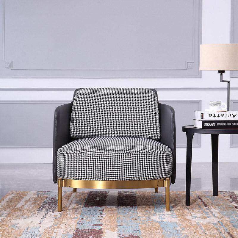 Modern Houndstooth Accent Chair Arm Chair with Linen Upholstery for Living Room Style A-Richsoul-Chairs & Recliners,Furniture,Living Room Furniture