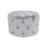 Tufted Ottoman Light Gray Velvet Ottoman Coffee Table Tufted Cocktail Ottoman Round-Richsoul-Furniture,Living Room Furniture,Ottomans & Benches