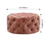 Tufted Ottoman Light Gray Velvet Ottoman Coffee Table Tufted Cocktail Ottoman Round-Richsoul-Furniture,Living Room Furniture,Ottomans & Benches