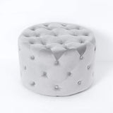 Tufted Ottoman Light Gray Velvet Ottoman Coffee Table Tufted Cocktail Ottoman Round-Richsoul-Furniture,Living Room Furniture,Ottomans & Benches