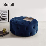 Tufted Ottoman Light Gray Velvet Ottoman Coffee Table Tufted Cocktail Ottoman Round-Richsoul-Furniture,Living Room Furniture,Ottomans & Benches