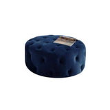Tufted Ottoman Light Gray Velvet Ottoman Coffee Table Tufted Cocktail Ottoman Round-Richsoul-Furniture,Living Room Furniture,Ottomans & Benches